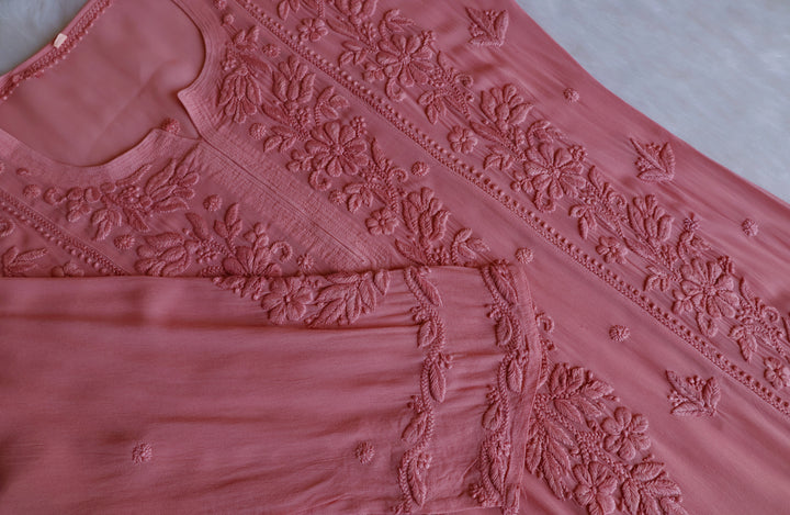 Mahnoor Rose Brown Viscose Georgette Kurta