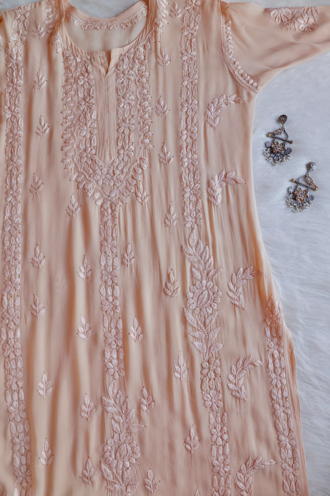 Zamda Beige Viscose Georgette Kurta