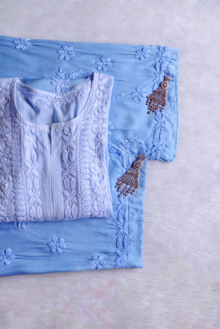 Mahnoor Ice Blue Modal Silk Kurta Set