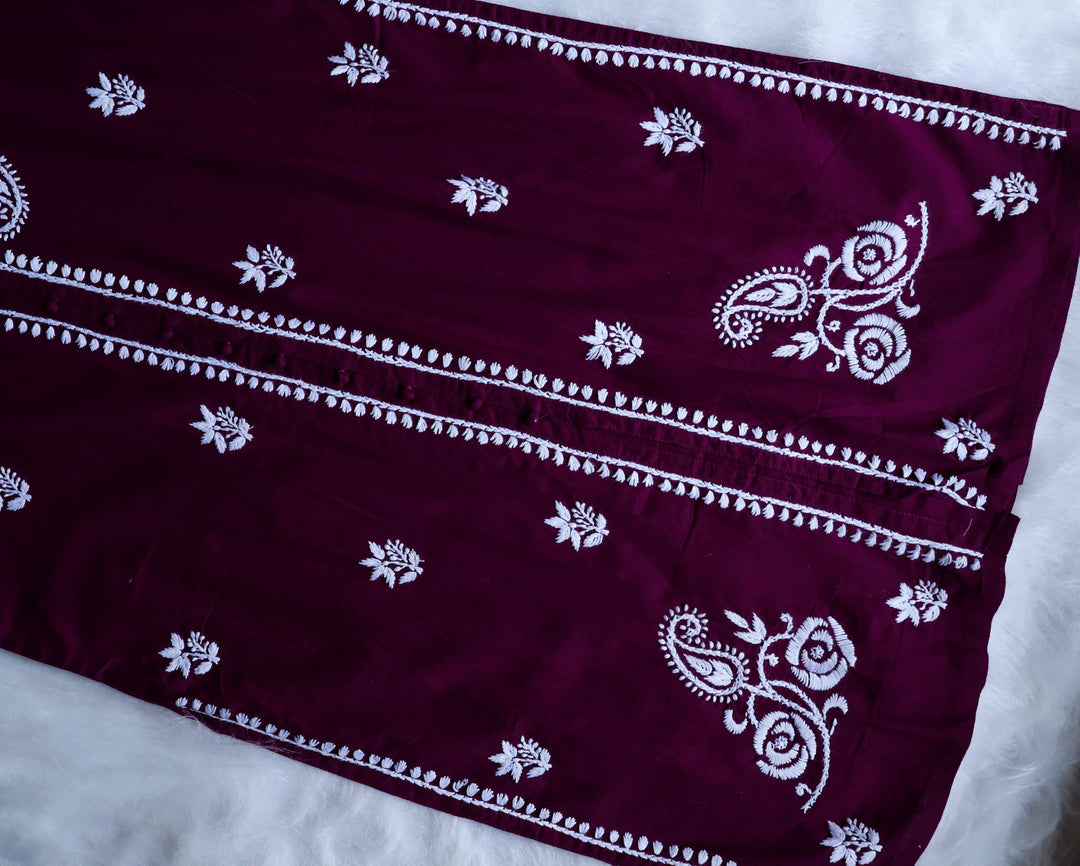 Gul Deep Purple & White Cotton Kurta
