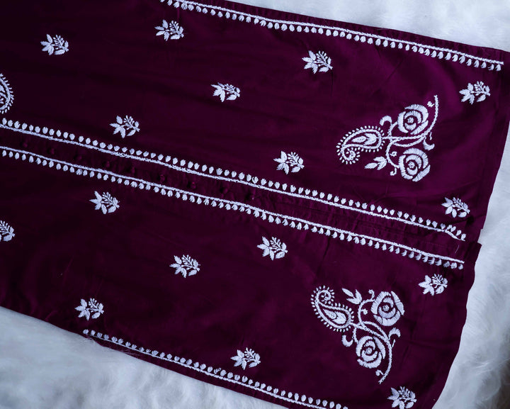Gul Deep Purple & White Cotton Kurta