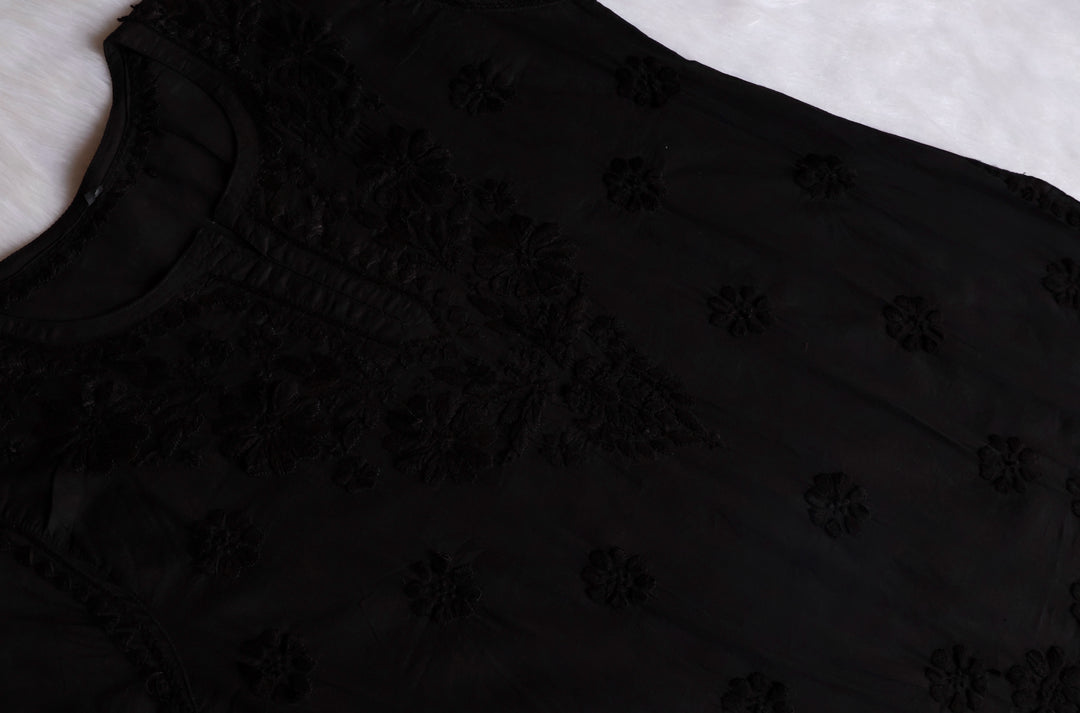 Nazakat Black Cotton short kurta