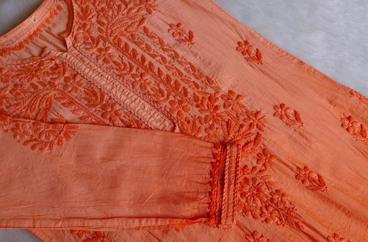 Ruhaab Peach Pure Chanderi set