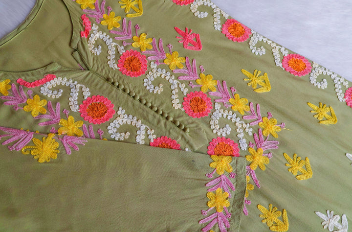 Anah Sage Green Ombre Long Rayon Kurta