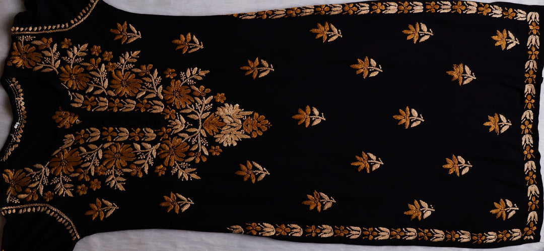 Gulaab Black, Caramel & Beige Rayon Kurta Set