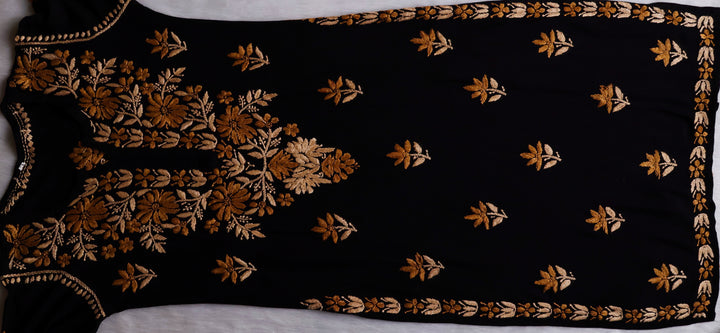 Gulaab Black, Caramel & Beige Rayon Kurta Set