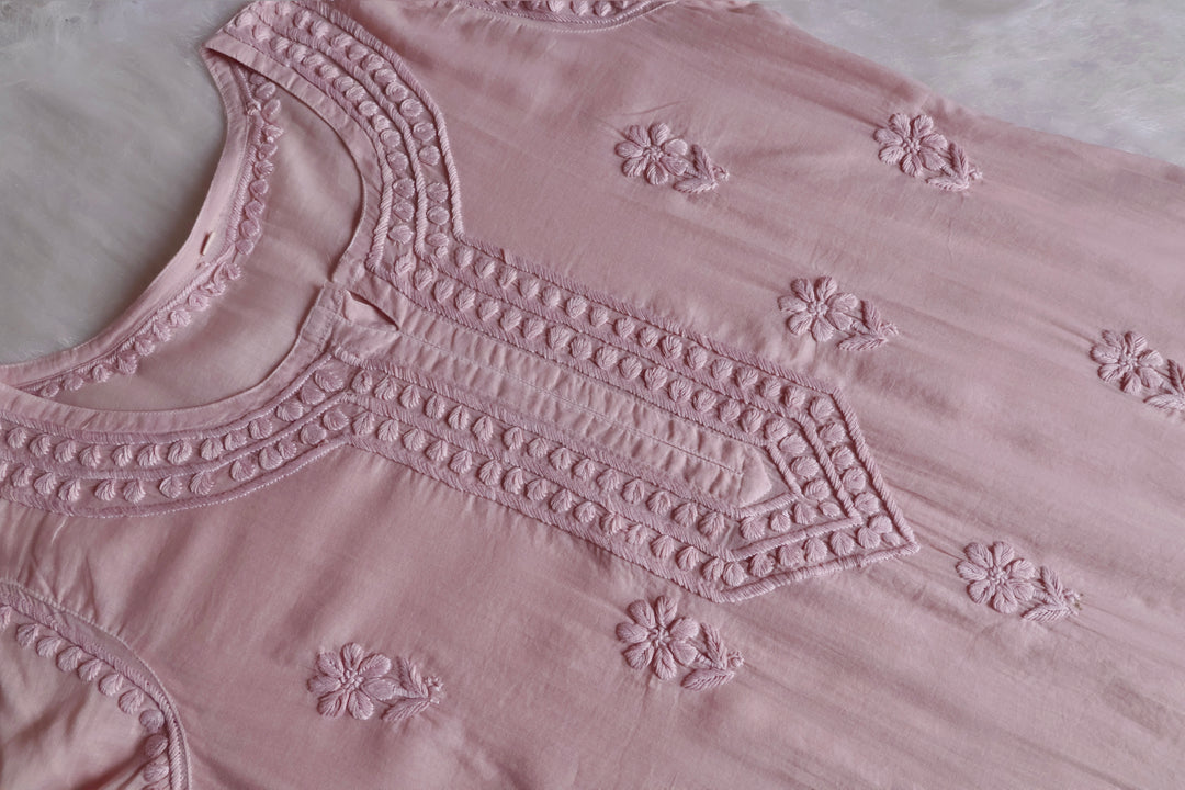 Saleha Rose Beige Cotton Kurta
