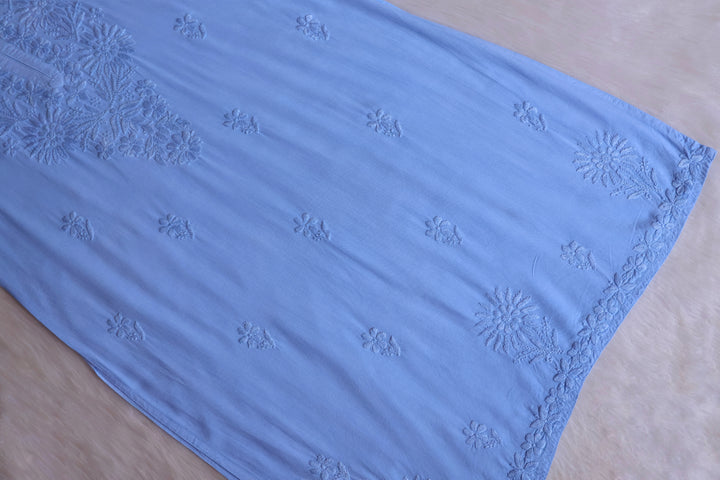 Mahnoor Ice Blue Ombre Long Rayon Kurta