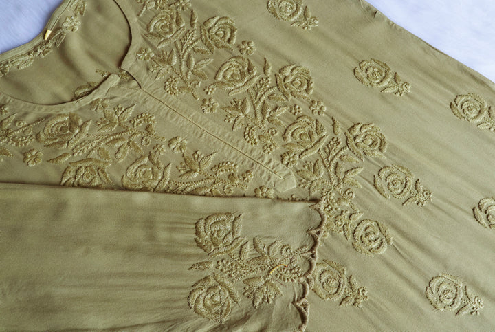 Gul Pastel Olive Scalloped Rayon set