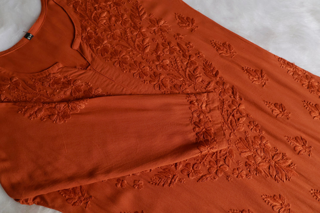 Nazakat Orange 2 piece Rayon set