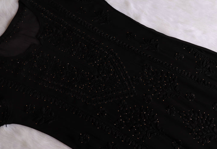 Hoor Black Viscose Georgette Kurta
