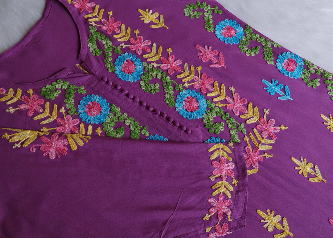 Anah Dusty Purple Ombre Long Rayon Kurta