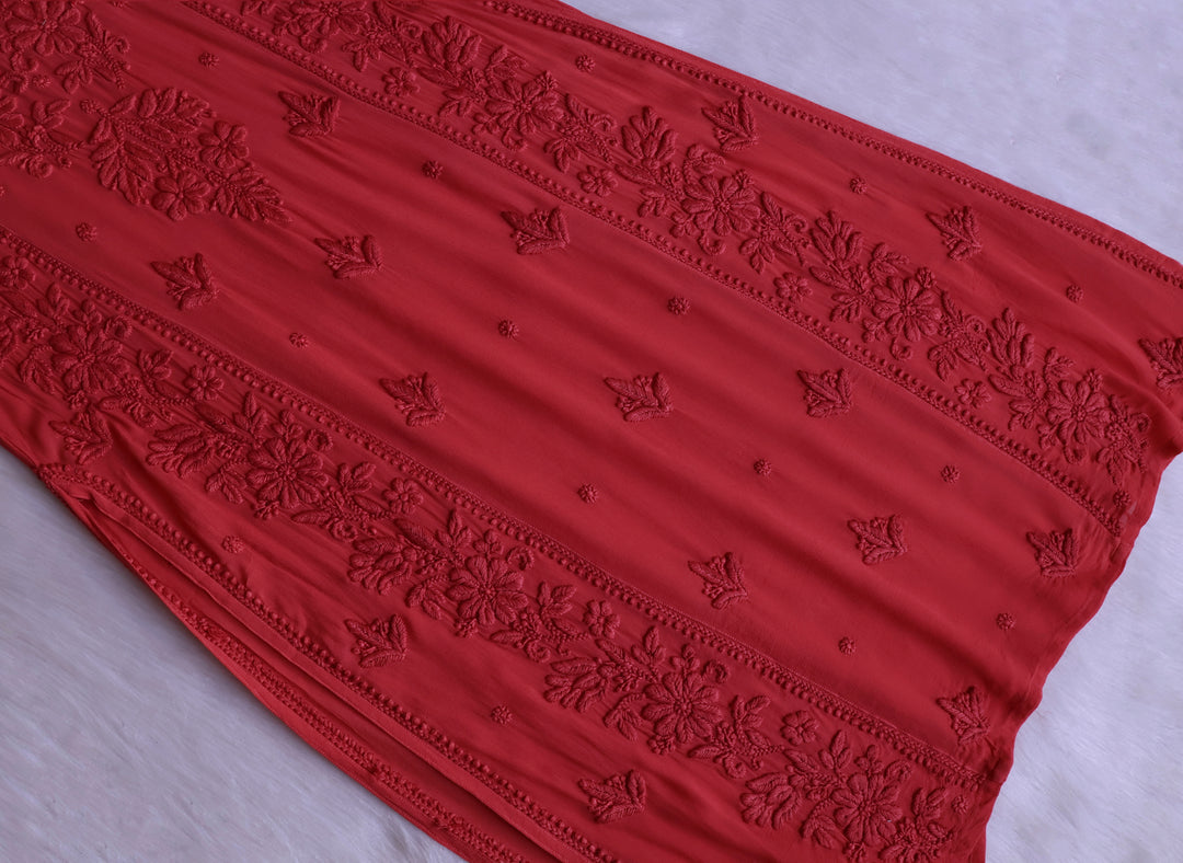 Mahnoor Ruby Red Viscose Georgette Kurta