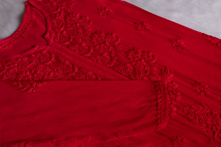 Sarah Red Long Ombre Rayon Kurta