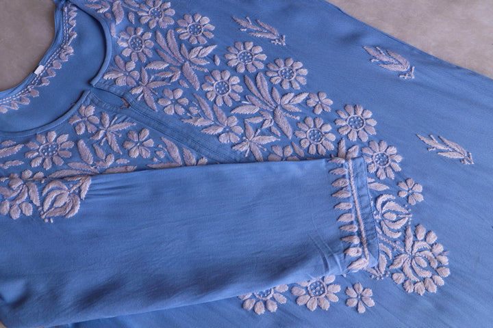 Mariyam Ice Blue Long Rayon kurta