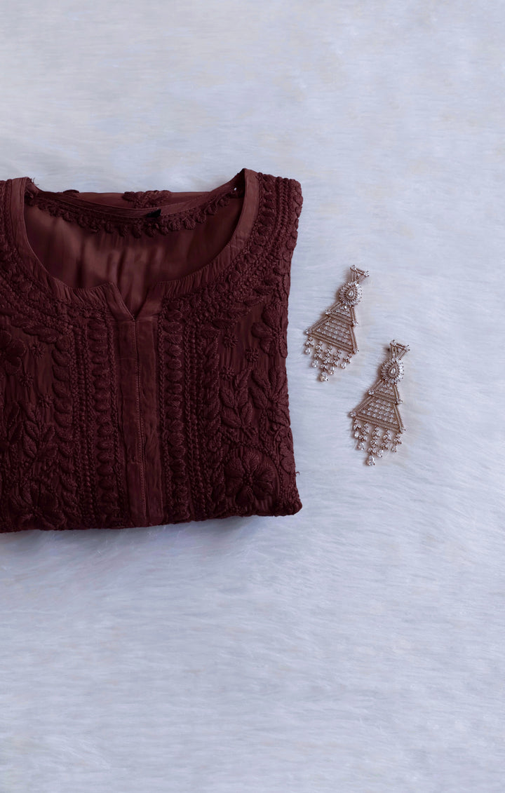 Haya Chocolate Brown Pure Crepe Kurta