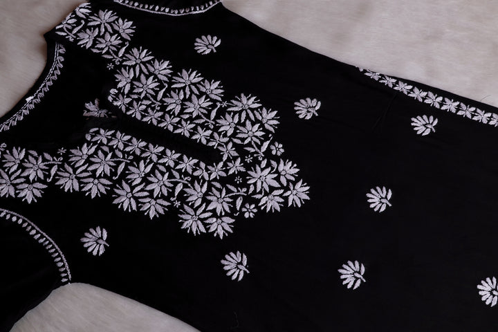 Haala Black Long Rayon Kurta