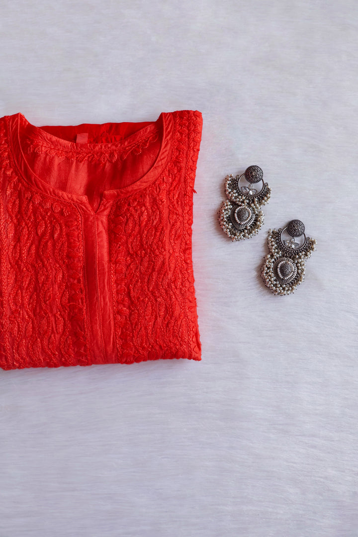 Dilnoor Rust Chanderi Ombre Kurta