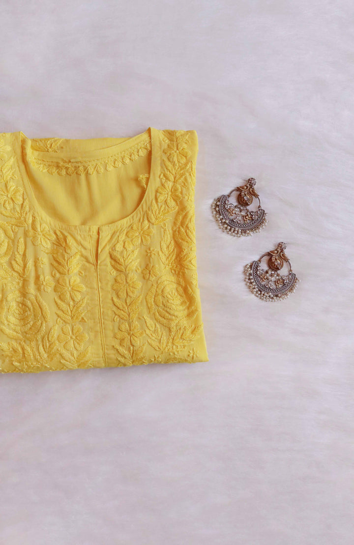 Noura Yellow Pure Mulmul Kurta