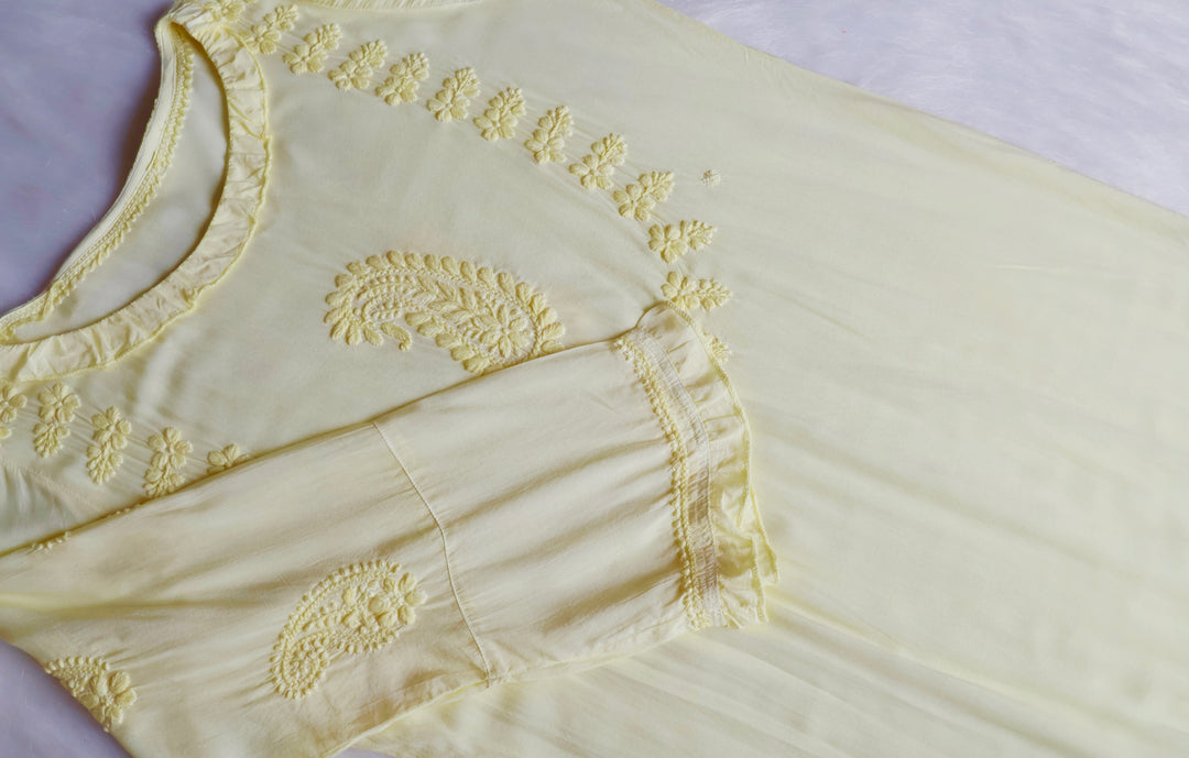 Zamda Afghani Butter Yellow Pure Modal Set