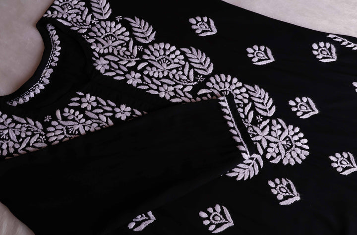 Rahaa Black Long Rayon kurta