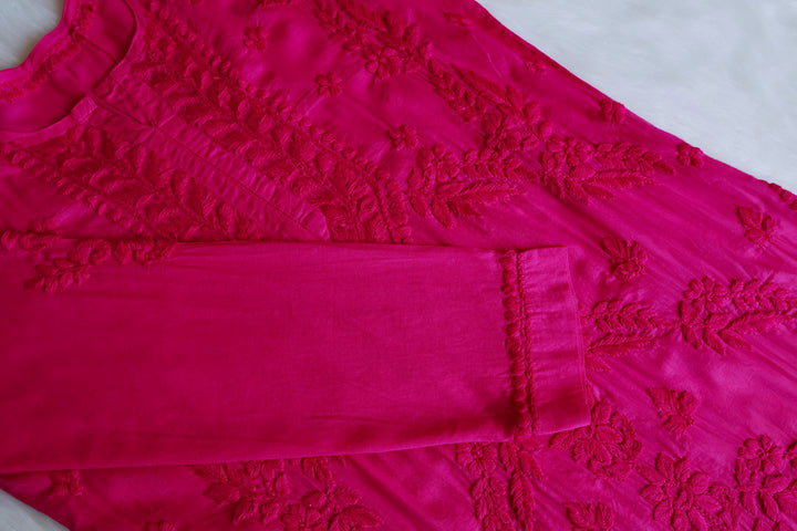 Saba Deep Pink 3D Pure Cotton Kurta