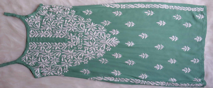 Raaha Sage Green Sleeveless Rayon Kurta Pant set