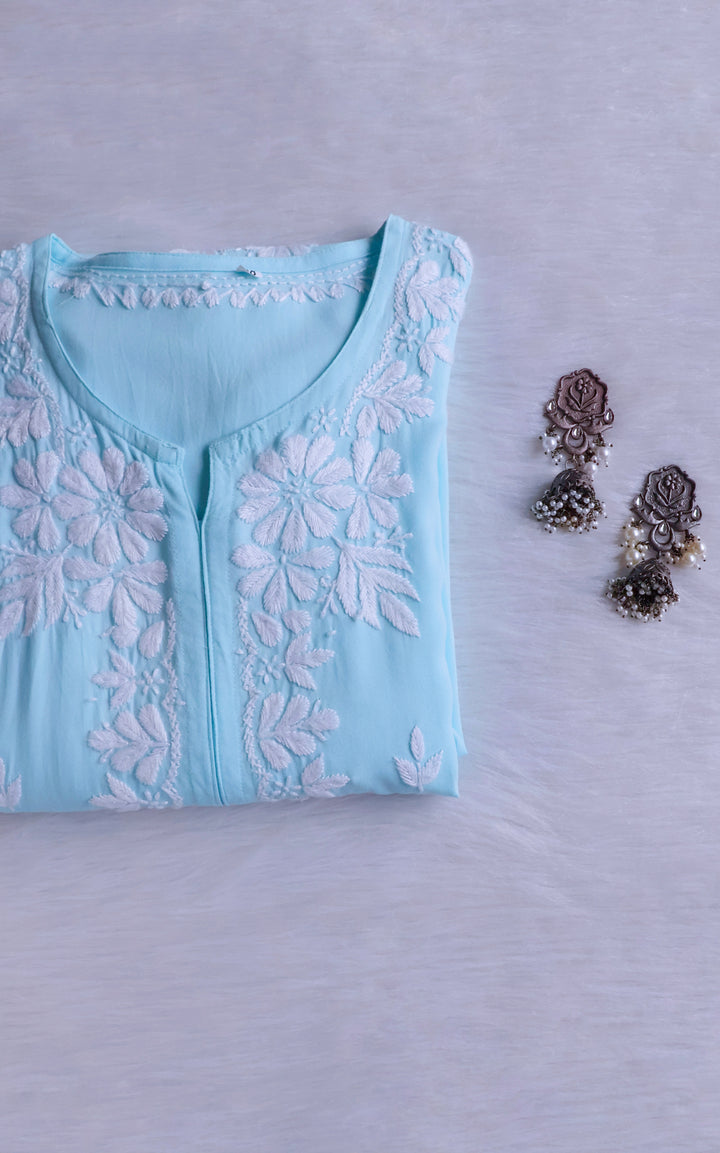 Zainab Powder Blue Long Rayon kurta