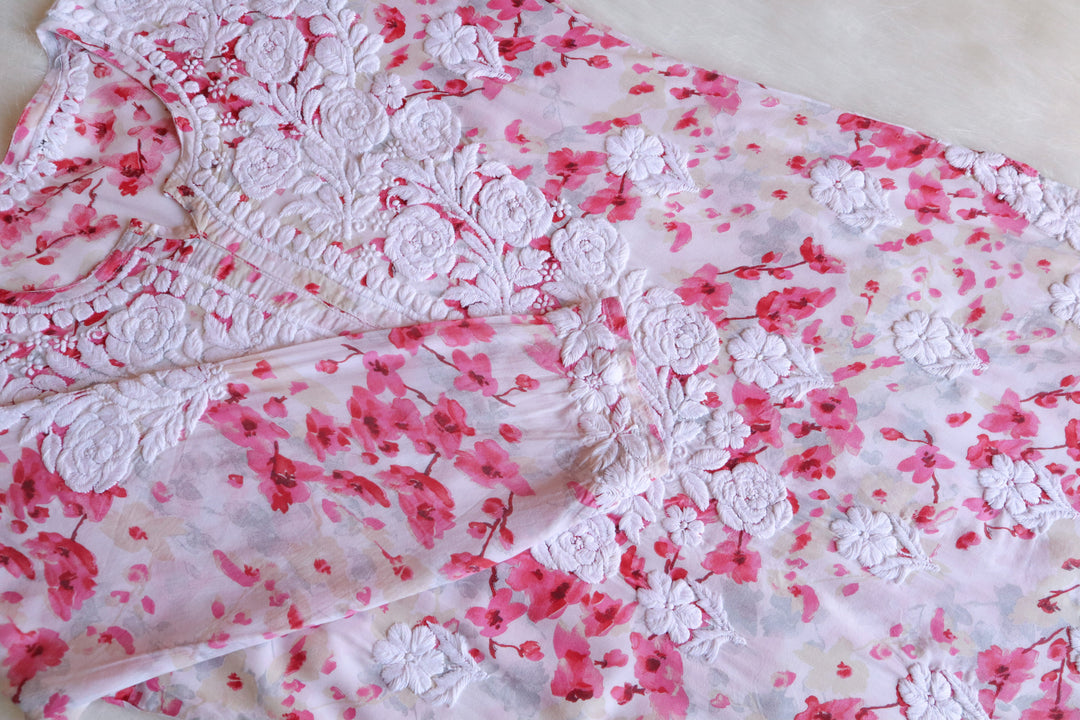 Gulbahaar White & Pink Pure Cotton set