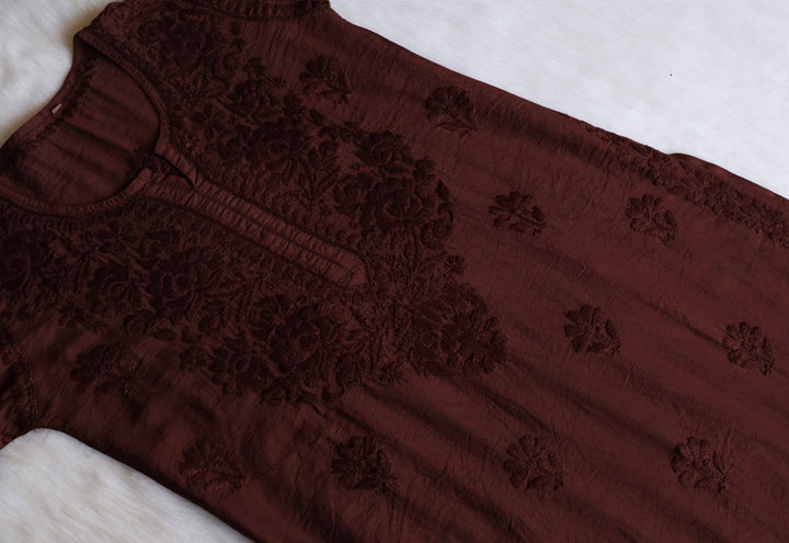 Meerab Chocolate Brown Pure Chanderi set