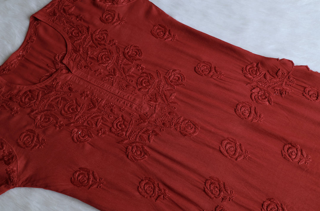 Gul Rose Brown Scalloped Rayon set