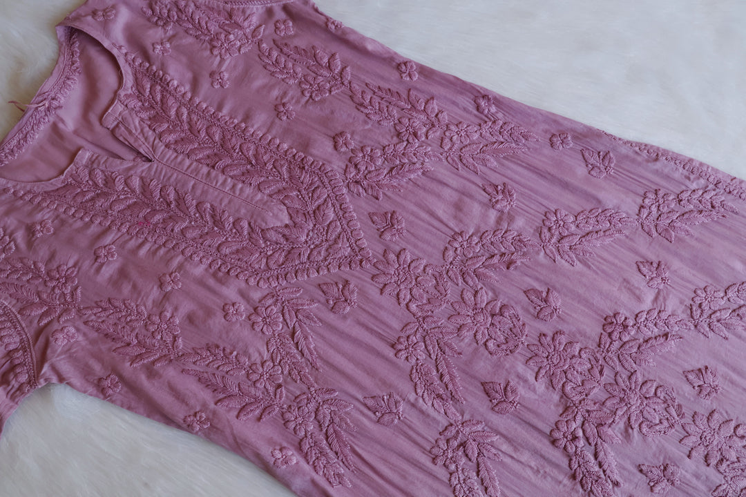 Saba Dusty Purple 3D Pure Cotton Kurta