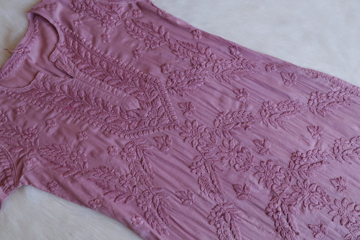 Saba Dusty Purple 3D Pure Cotton Kurta
