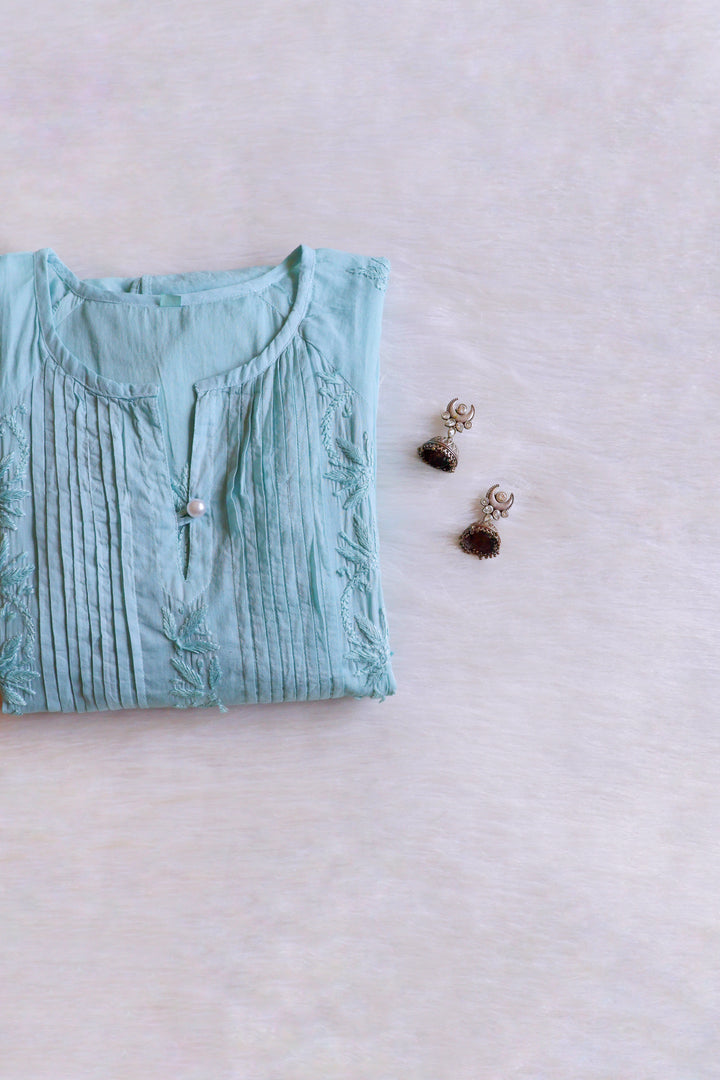 Noor Sea Blue Pure Cotton Midi Dress