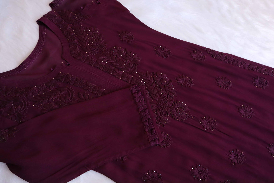 Zimra Premium Deep Purple Viscose Garara set