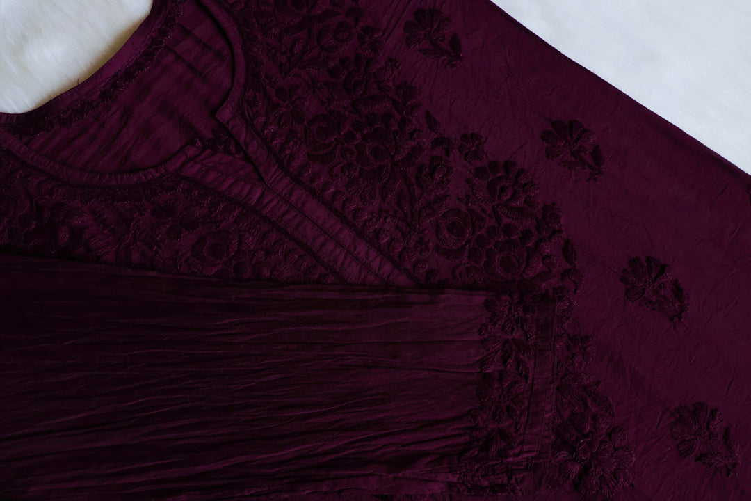 Meerab Deep Plum Pure Chanderi set