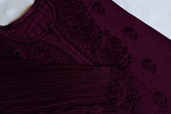 Meerab Deep Plum Pure Chanderi set