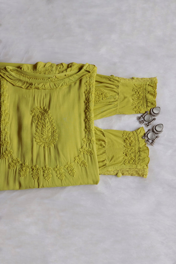 Zamda Afghani Olive Green Pure Modal Set