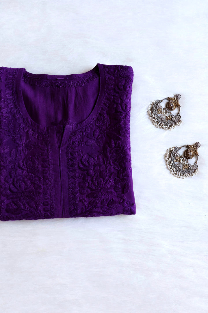 Jannat Purple Chanderi Kurta