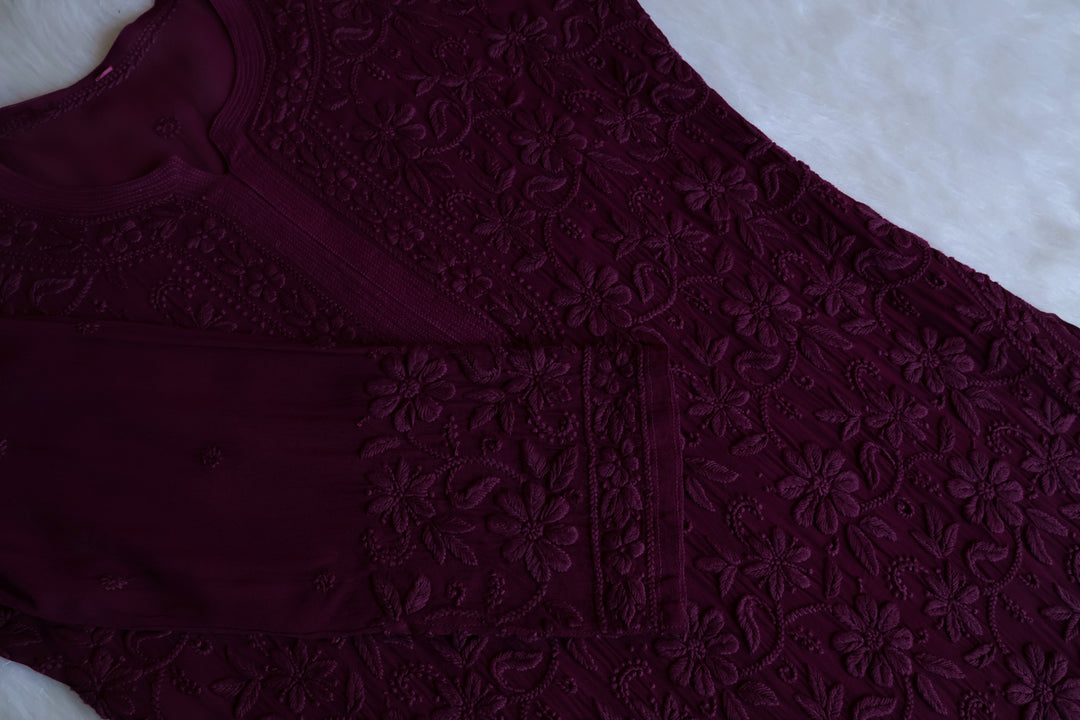 Alayna Deep Purple Jaal Viscose Georgette Kurta