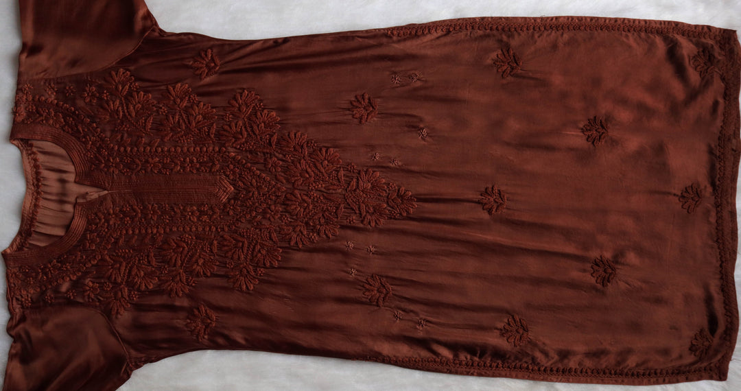 Mehr Mocha Brown Long Modal Silk Kurta