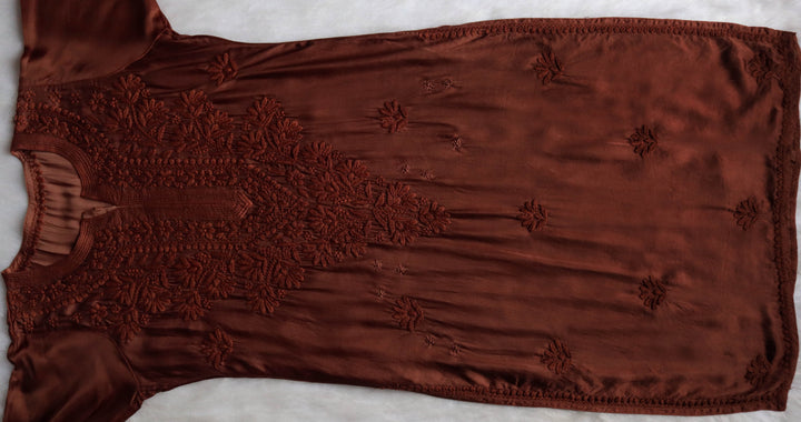 Mehr Mocha Brown Long Modal Silk Kurta