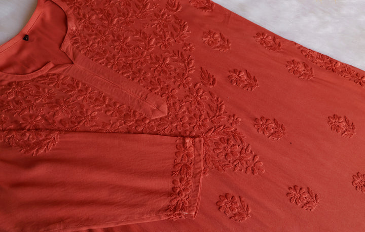 Iqra Rust Orange 2 piece Rayon set