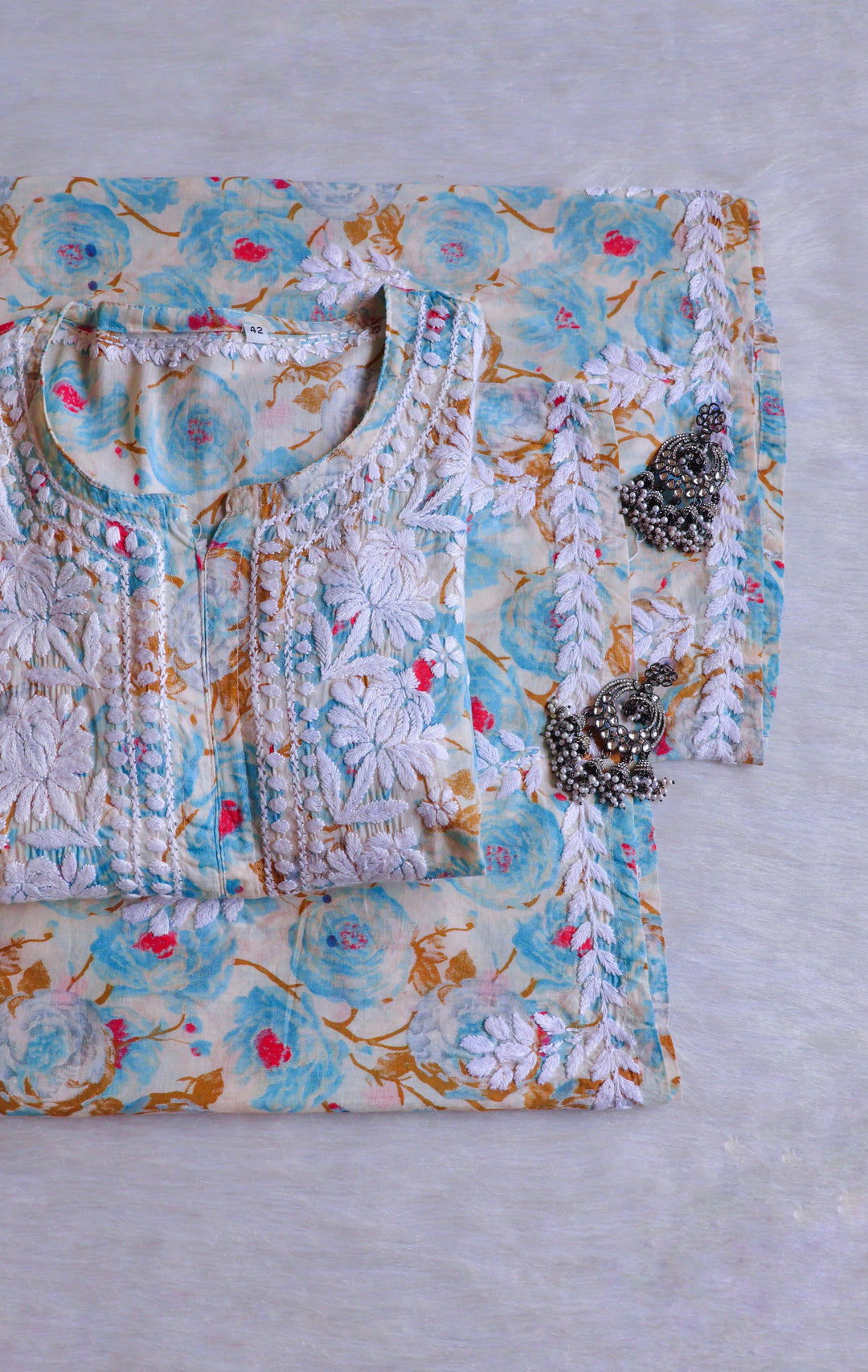 Noor Sky Blue Pure Mulmul set