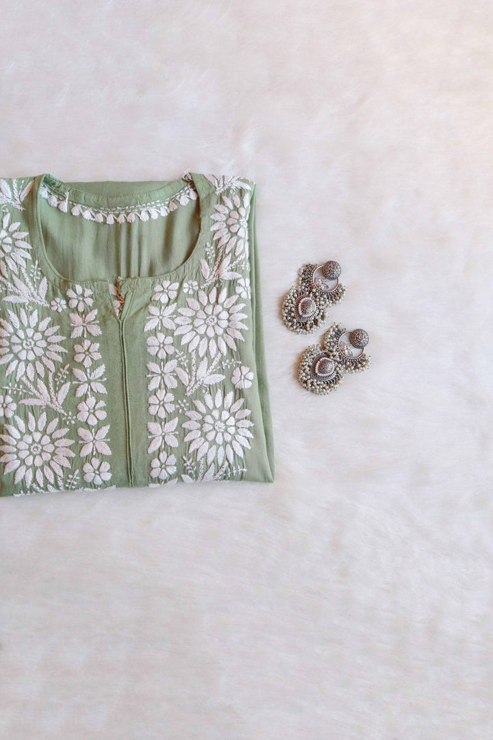 Haya Pastel Green Long Rayon kurta