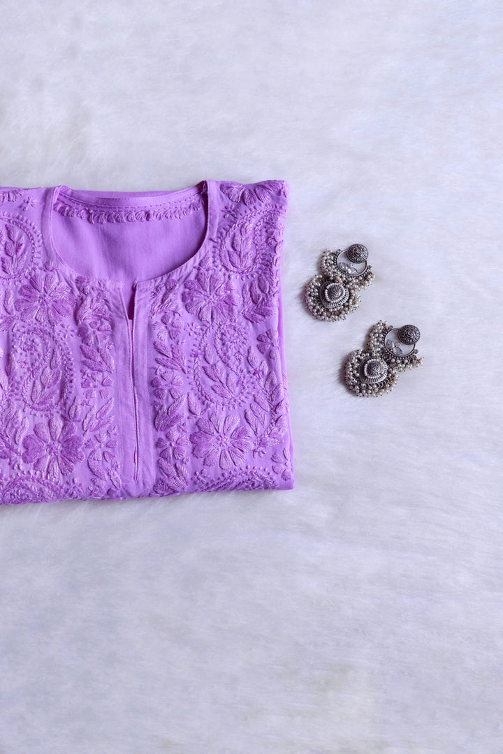 Zahrah Lavender Ombre Long Rayon Kurta