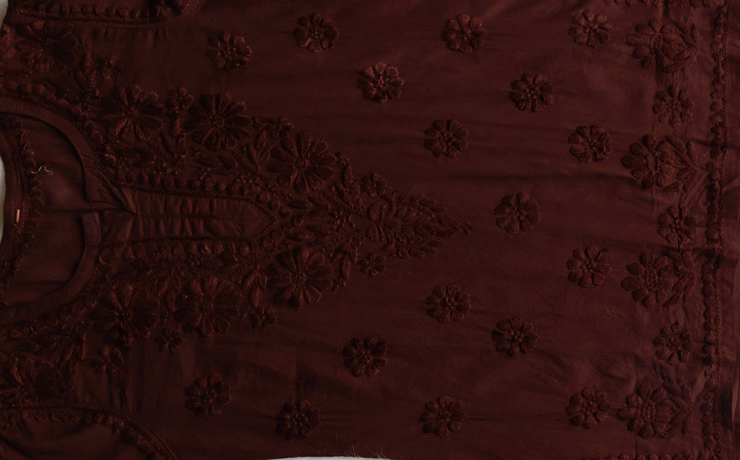Nazakat Chocolate Brown Cotton short kurta