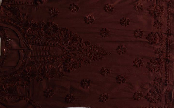 Nazakat Chocolate Brown Cotton short kurta