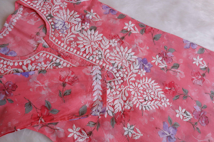 Dahlia Rose Pink Pure Mulmul set