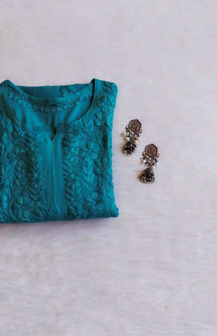 Sana Sea Blue Ombre Long Rayon Kurta